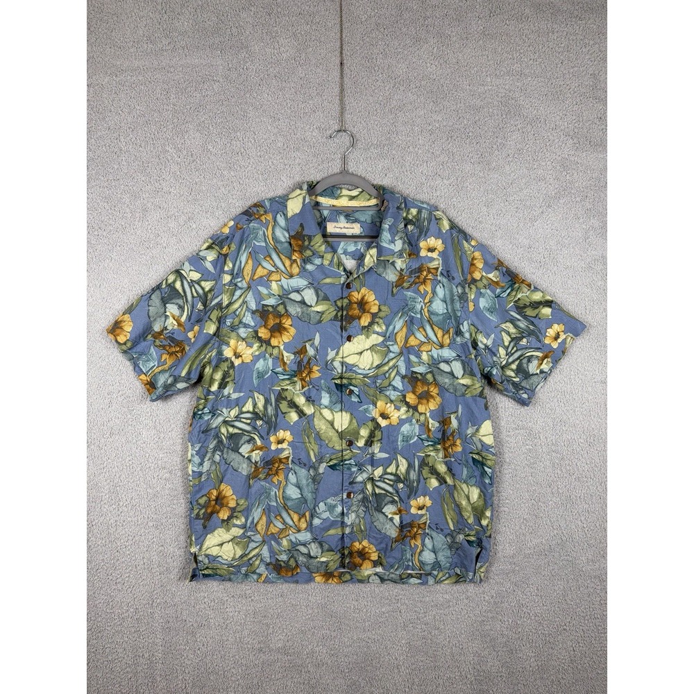 Tommy Bahama‎ 100% Silk Hawaiian Tropical Floral Short Sleeve Shirt Size 2XL